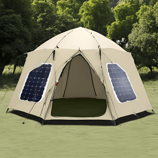 What are the advantages of using a solar-powered tent?